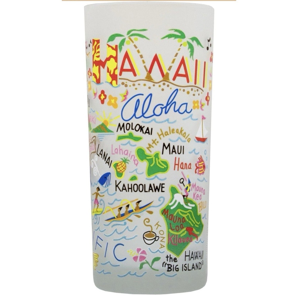 Hawaii Aloha Frosted‎ Pint Glass CatStudio 2015 Hawaiian Islands Travel Souvenir